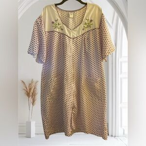 Floral Embroidered Thin Summer Housecoat Duster